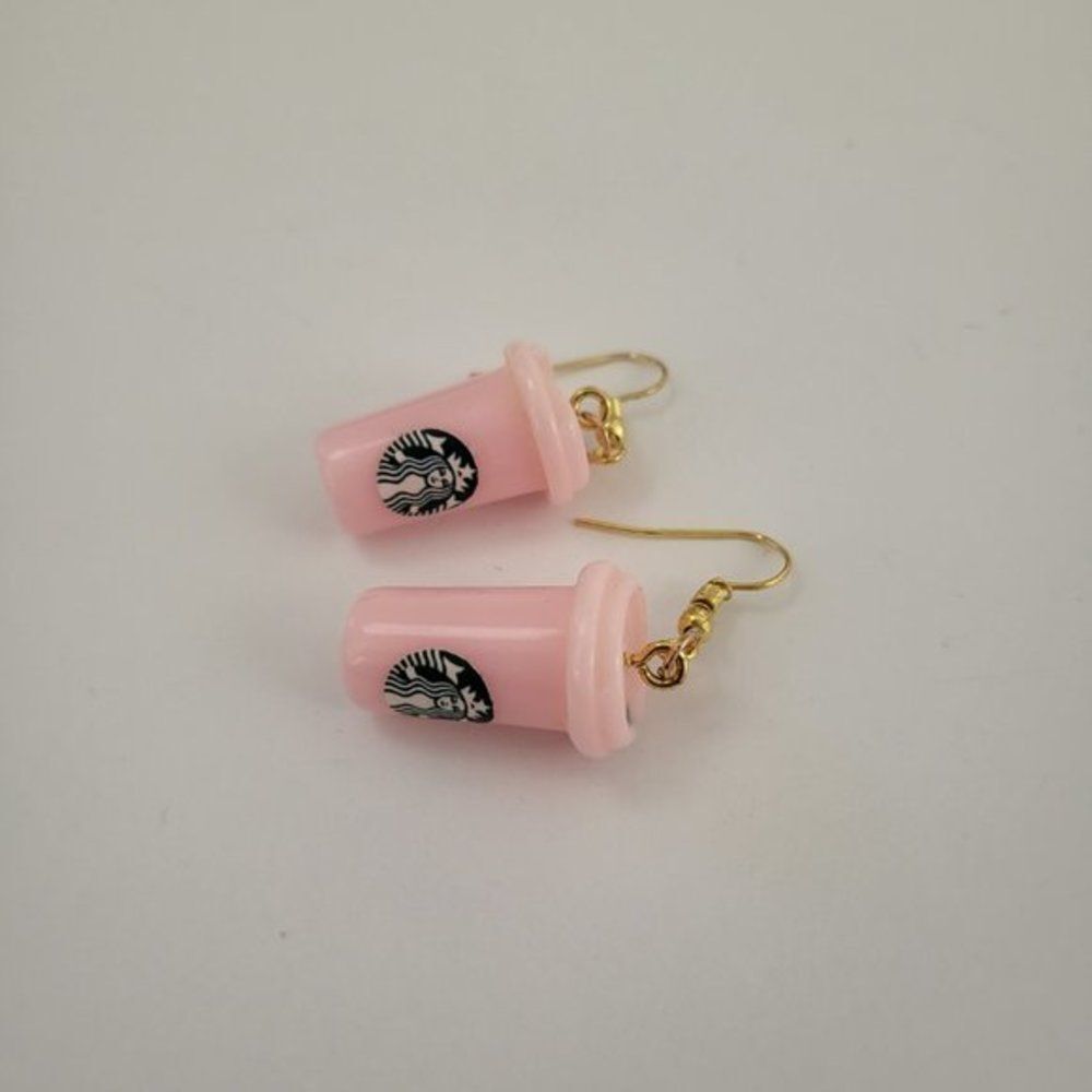 Women's Starbucks Pink Cup Dangle Drop‎ Earrings, Coffee Fashion Jewelry - Picture 8 of 10